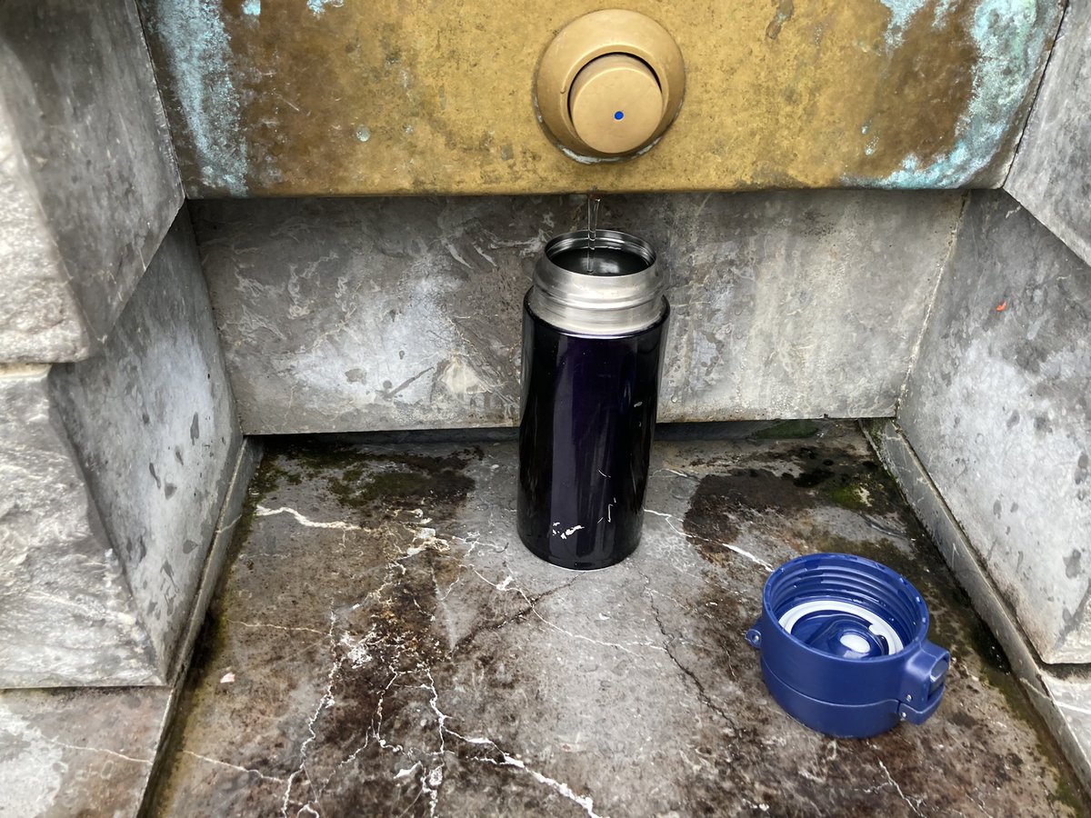 euro_tour's tweet image. ルルドで手に入れたのは、水筒に入れた聖水のみ。これで、痛み止めの薬を飲もうと思います。重いバックを背負って歩くのは、辛い！薬を飲めば、痛みが和らぐ。更に、効果がありますように！