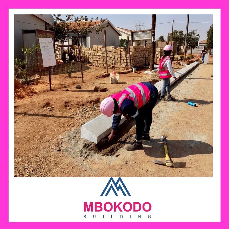 Mbokodo kerbing crew getting some kilometres on the ground #mbokodobuilding #womeninconstruction #construction #roadsproject #roadsconstruction