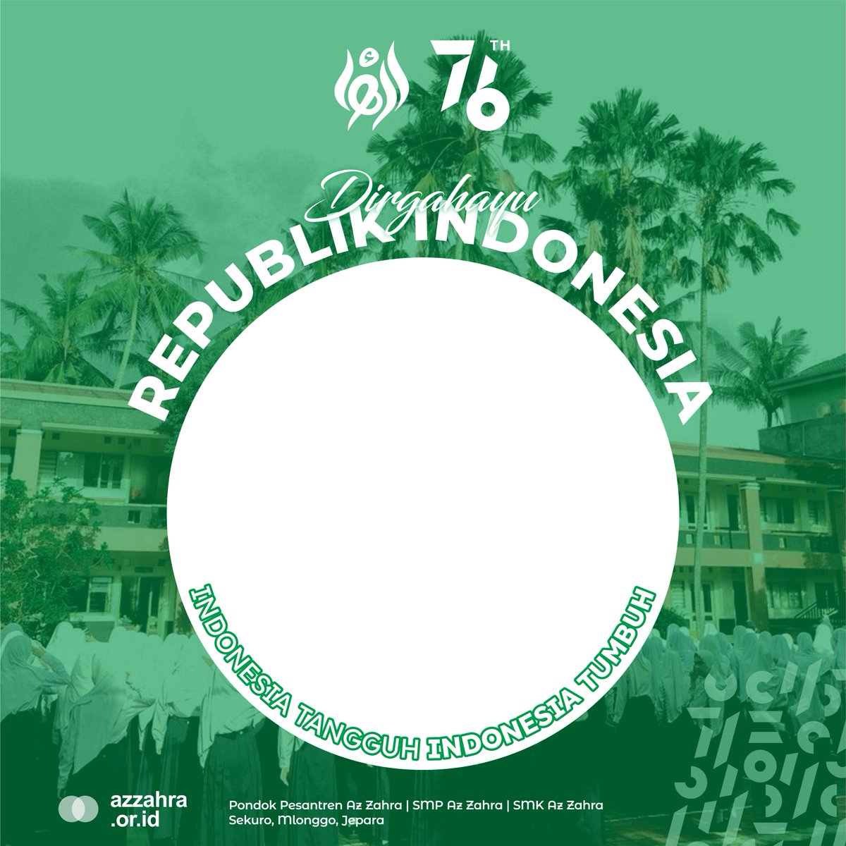 ppazzahra's tweet photo. Rayakan Peringatan Kemerdekaan Republik Indonesia Ke-76 Tahun, Indonesia Tangguh Indonesia Tumbuh dengan membuat Twibbonize.

Versi Merah
https://t.co/81Ak1caJ7l

Versi Hijau
https://t.co/G5UOCYzCVa https://t.co/fXqkvkF6ou