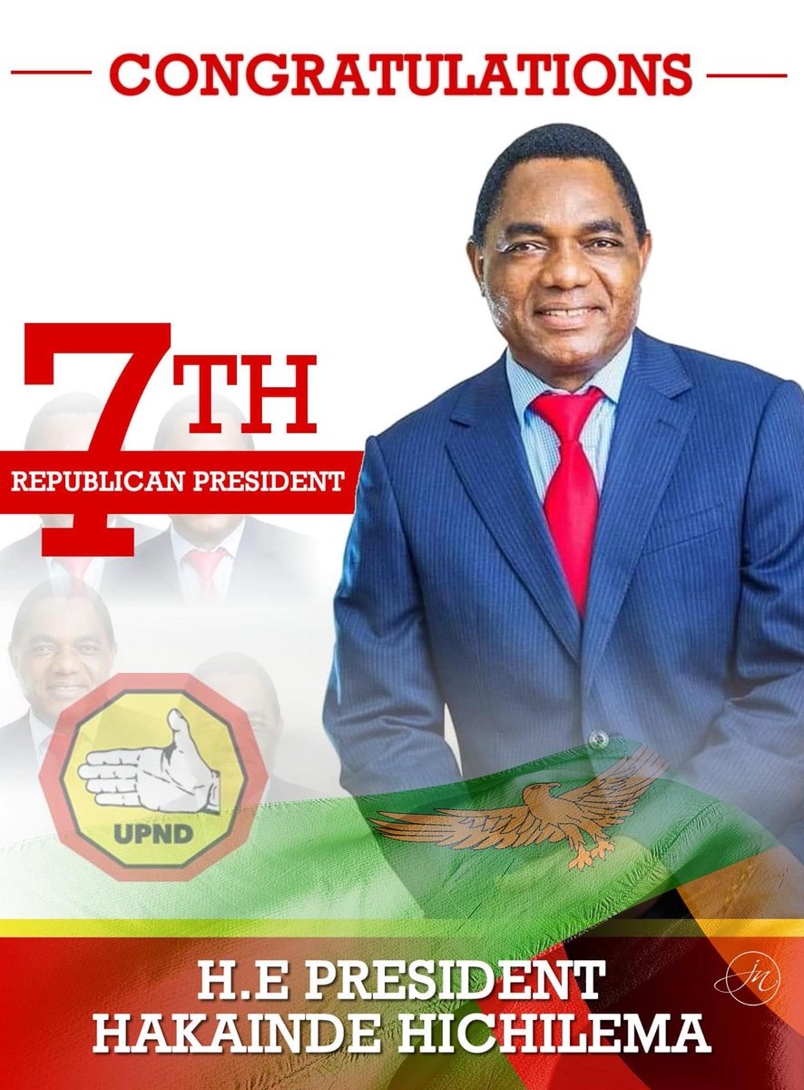 The die is cast as the people of Zambia entrust its 7th Republican President and his running mate, to restore the socioeconomic glory our founding fathers envisaged. #ZambiaHasDecided  #16.08.2021