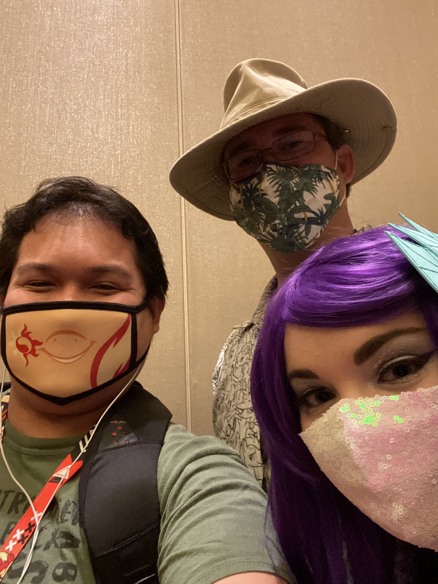 exeodying's tweet photo. Ladies and Gentlemen! These are people I’ve missed so much seeing at cons! They have provided laughs, cries and cringe throughout the years; I’m honored to call them my friends. The @SemiPerfectPod/#BroniesReact crew!!!!! #ENFW2021 (Sorry Laura and Matt. Don’t have your handles.) https://t.co/NO4g2kkvCd