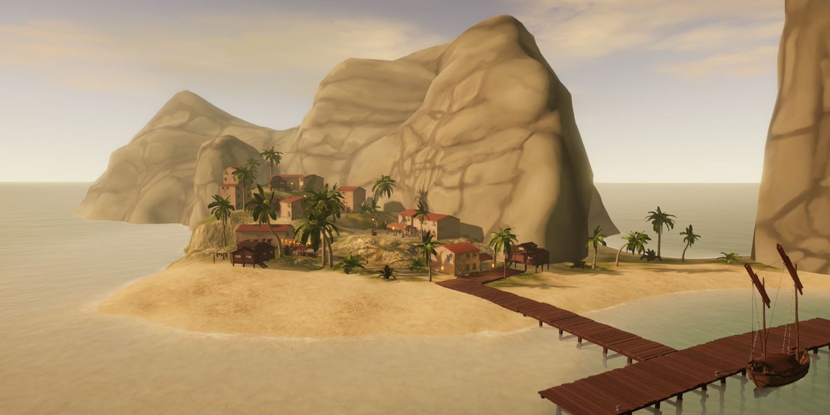 While working on fixing a few rather annoying bugs, I just had to pause for a moment to appreciate this view. 
Sunset in Happy Bay, one of the destinations in #Sailwind

#madewithunity #unity3d #gamedev #gamedevelopment #indiedev #VirtualReality #sailing #VR