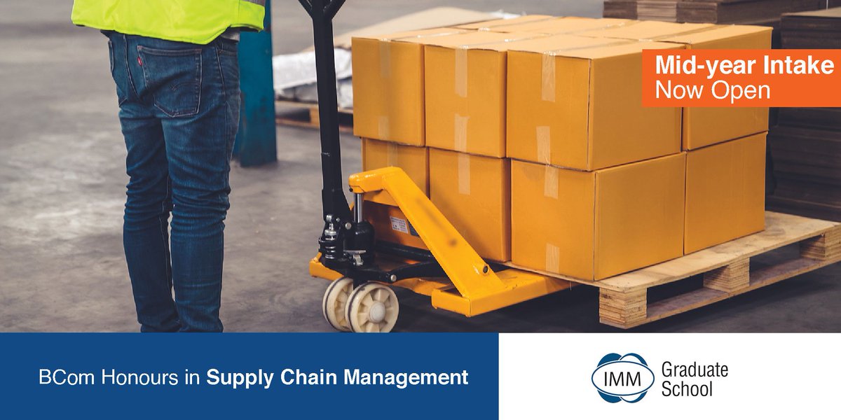 IMM_GSM's tweet photo. Managing relationships between suppliers, manufacturers, distributors, and consumers is the work of supply chain managers. Our BCom Honours degree equips you with these skills.
Applications close today: https://t.co/dsqwRSEu48
#IMMGraduateSchool #BComDegree #SupplyChain https://t.co/9ZtoA1Qt9n