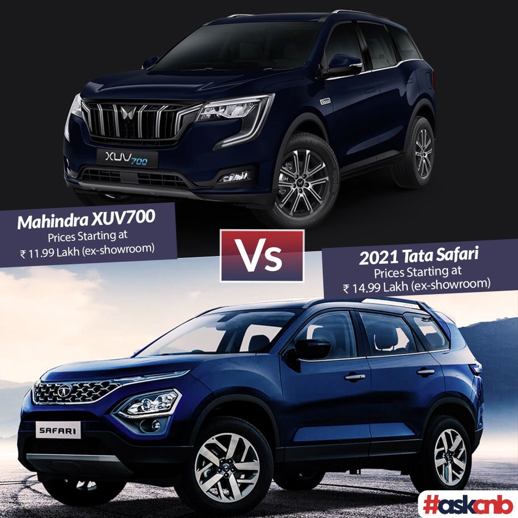 carandbike's tweet photo. The Mahindra XUX700 has just been launched. Are you looking to buy a new SUV? Wondering if XUV700 is the car for you? Want to know how it would perform when stacked up against other SUVs in a similar price range? Just use #askcnb and let us know in the comments below! https://t.co/d4Ox8jFQFa