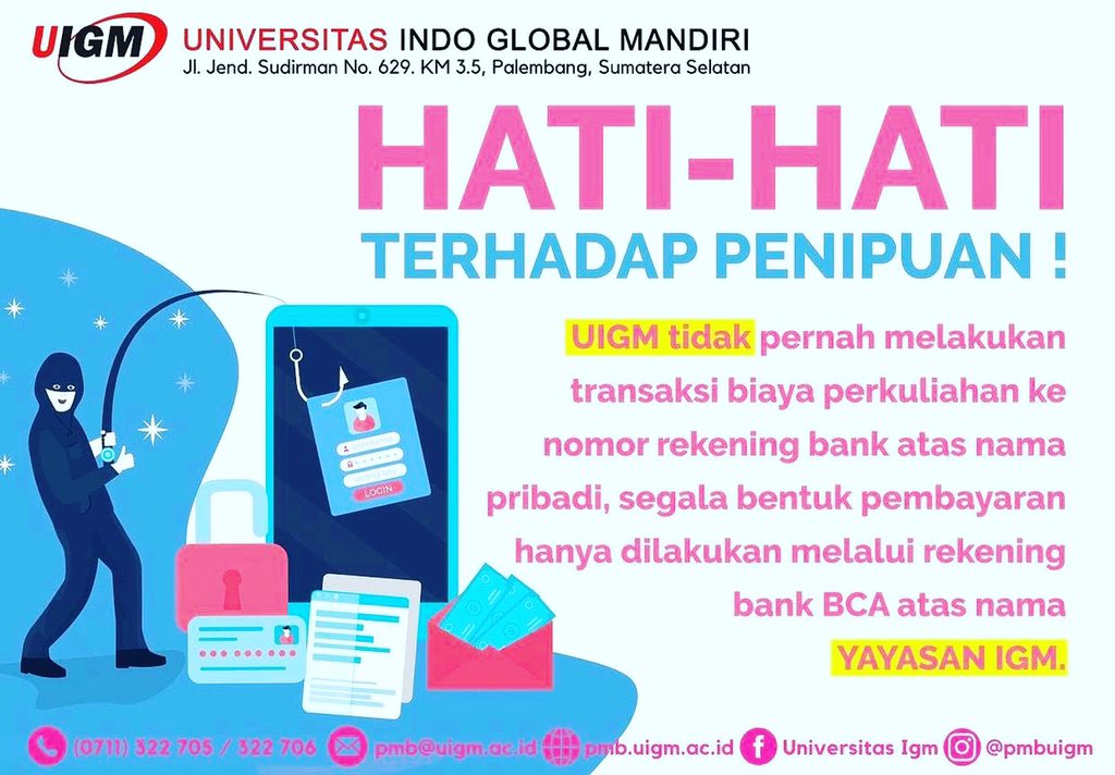 k3uigm's tweet photo. Untuk yang mau daftar kuliah atau yang mau bayar biaya semesteran di UIGM cuma ke rekening Yayasan IGM yaaa, gak ada yg lain!!! No tipu-tipu 🤭
#K3UIGM #kampusmerdeka https://t.co/jyQgph0DE8