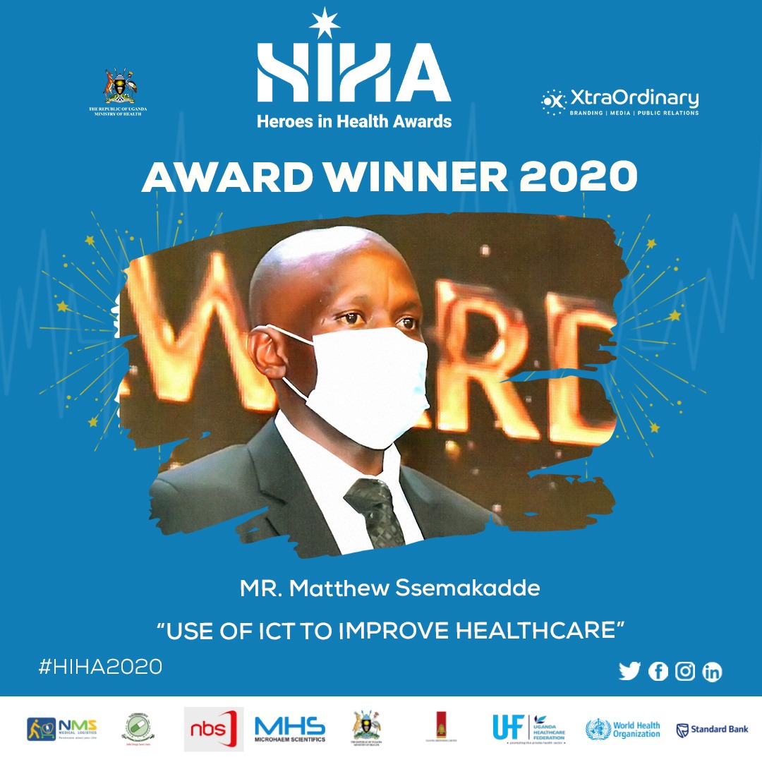 hiha_awards's tweet photo. The #HIHA2020 award for the use of ICT to improve Healthcare went to Matthew Ssemakadde, a data manager at Masaka Regional Referral Hospital. The data he generates is essential in service delivery. 

The #HIHA2021 edition is coming soon. Visit https://t.co/RXhqf3yXdS for details https://t.co/azU9fSu51l