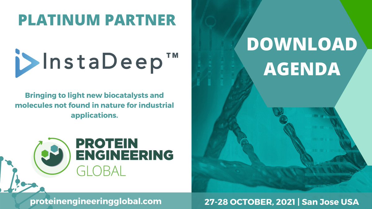 KisacoRes's tweet image. We are thrilled to announce our partnership with @instadeepai for the Protein Engineering Global event taking place on 27-28 October 2021 in Silicon Valley!

Download the agenda hubs.ly/H0V8m5M0 and browse our leading industry speakers.

#InstaDeep #ProteinEngineering
