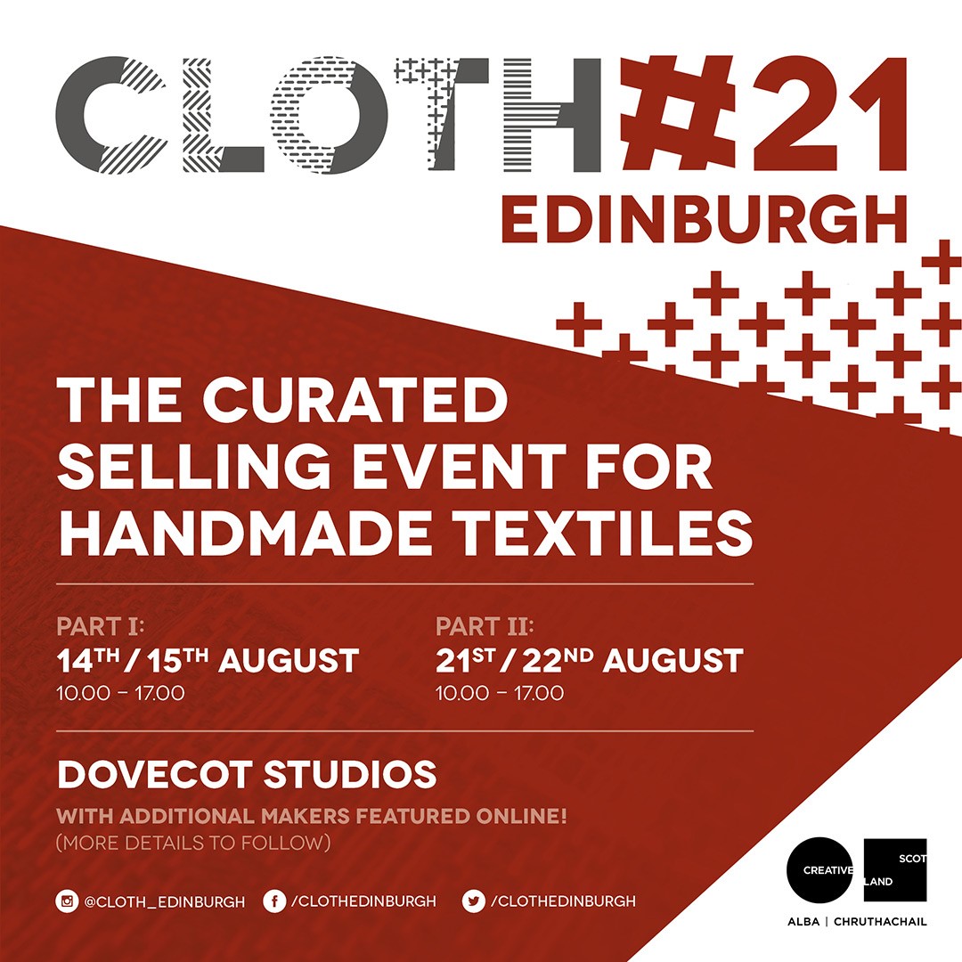 This weekend I’m looking forward to be back at CLOTH#21 in the beautiful Dovecot Studios #superexcited #mondaythoughts