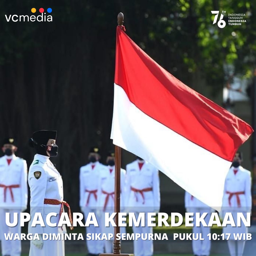 VCmedia_id's tweet image. Indonesia akan merayakan hari kemerdekaannya yang ke-76 pada 17 Agustus ini. Untuk memperingatinya, pemerintah telah meminta masyarakat untuk menghentikan semua kegiatan dan pada pukul 10.17 WIB.

#VCMedia #Upacarabendera #17agustus #Indonesia
