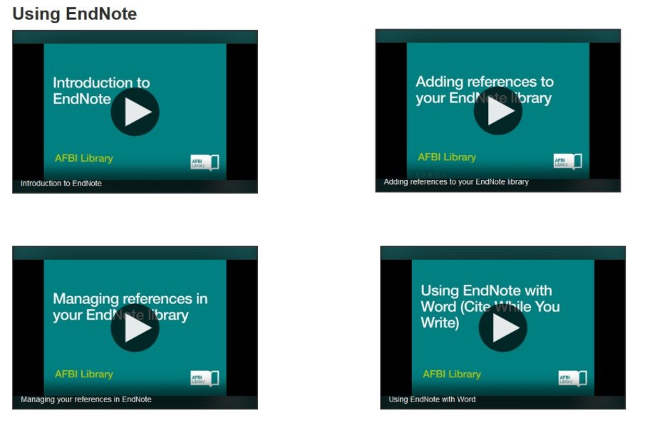 AFBILibrary's tweet photo. Our online EndNote tutorials are available via the Training and Support tab on the library website: https://t.co/PBGbkuH3or Useful if you are new to EndNote or just need to refresh your skills. #AFBILibraryTraining #AFBIResearch #EndNote https://t.co/cqp3p1dbe0