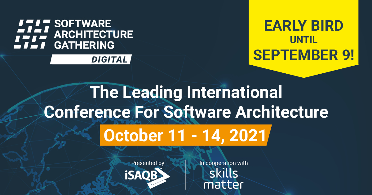 Software Architecture Gathering (@sag_conference) on Twitter photo This year, <a href="/sag_conference/">Software Architecture Gathering</a> welcomes you with over 60 sessions and workshops & more than 70 well-known experts. You will gain up-to-date and in-depth knowledge on the most important topics of modern #softwarearchitecture! Register until September 9 and save with the Early Bird! This year, <a href="/sag_conference/">Software Architecture Gathering</a> welcomes you with over 60 sessions and workshops & more than 70 well-known experts. You will gain up-to-date and in-depth knowledge on the most important topics of modern #softwarearchitecture! Register until September 9 and save with the Early Bird!