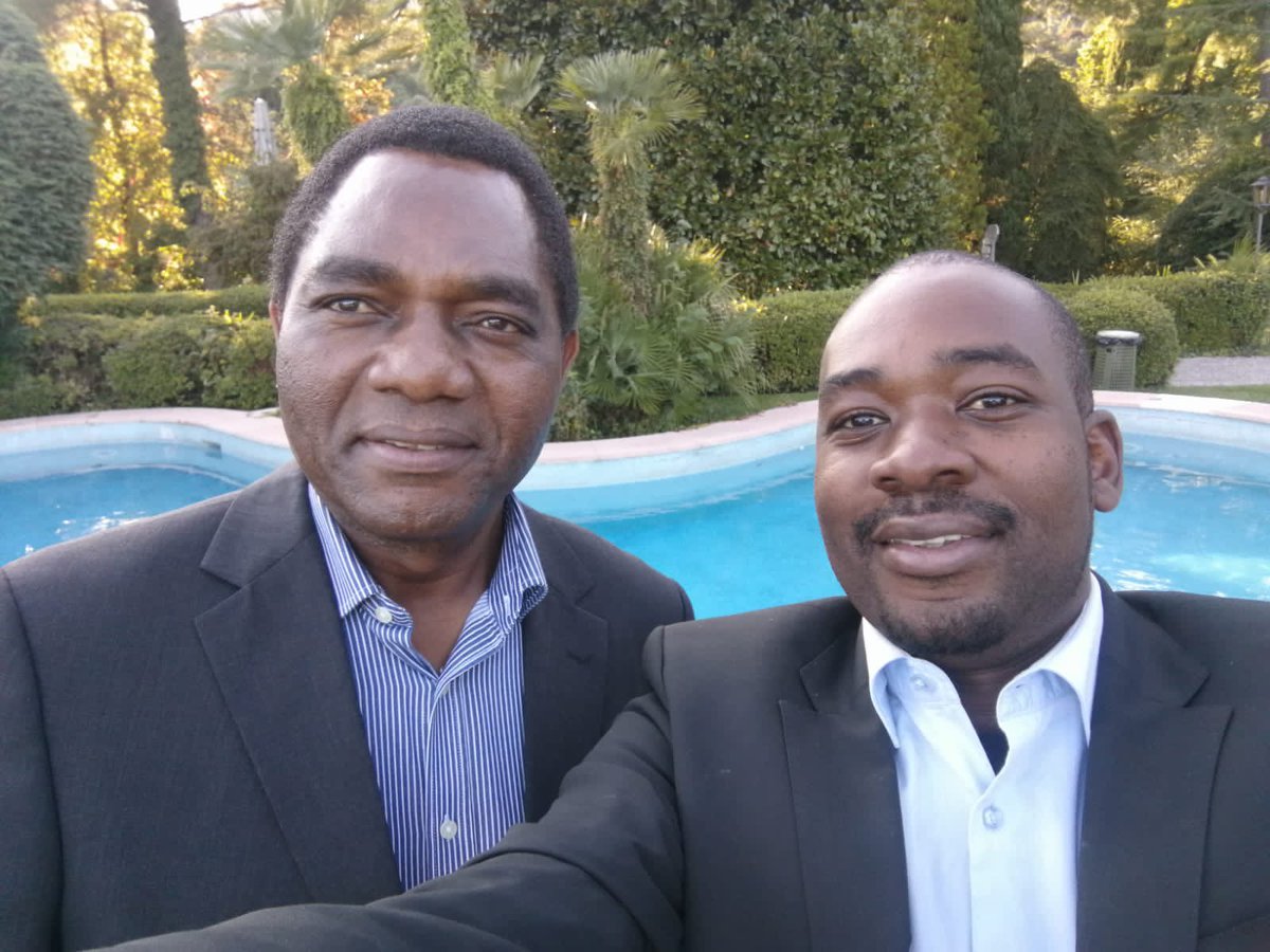 nelsonchamisa's tweet photo. I’m so humbled and excited to have received a call and personally congratulated my brother and President-elect HE @HHichilema.Join me to congratulate the people of Zambia🇿🇲who continue to inspire us all.Our turn as Zimbabwe is coming. We won’t disappoint! God is faithful! https://t.co/b01VUm3qJb
