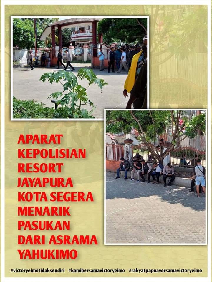Kejora61papua's tweet photo. August 16, 2019 the security forces surrounded the Kamasan Dormitory in Surabaya.
August 16, 2021, security forces surrounded the Yahukimo Jayapura Dormitory.
#Indonesian Law_Rasis
#Fight_Racism
#Free_Tapol_Viktor_Yeimo
#Free_Prisoners_Racism
#papuanslivematter
#Papua_Merdeka https://t.co/rgqm0gDtuo