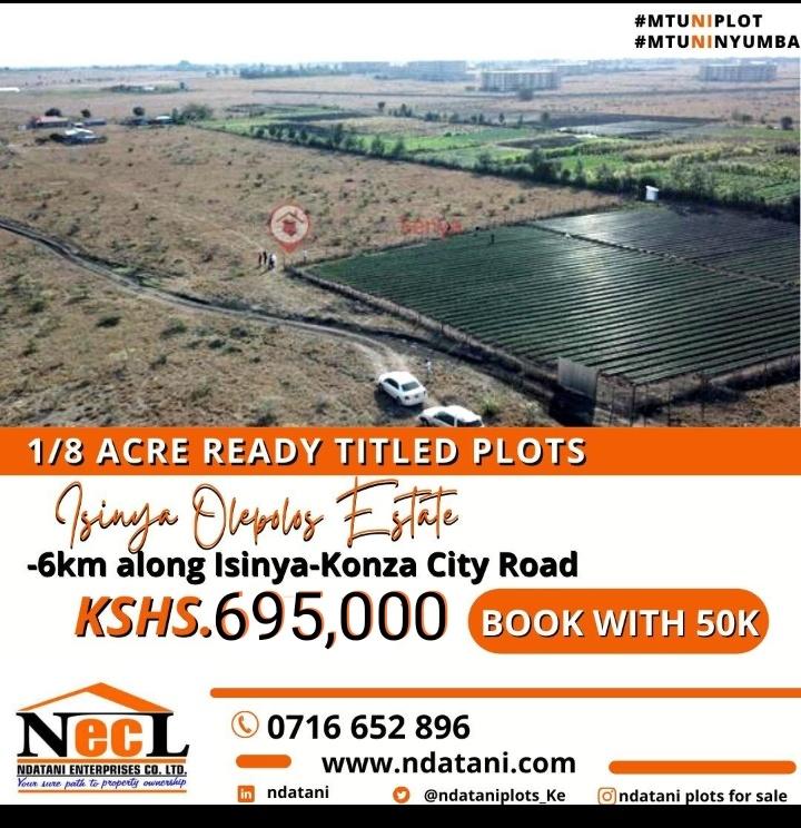 KINSolutions's tweet image. #NdataniPlotsEndMonthOffer  Don't just buy plot, get assurance for your need! #IsinyaOlepolos is ideal for farming, investment and ready developments, 
Located 6km off Namanga road on the soon-to-be tarmacked Isinya-Konza ICT City road
Call 0716652896