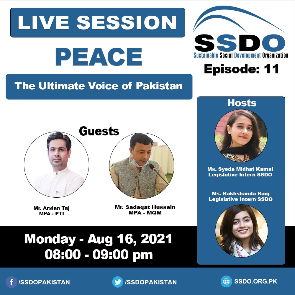 MidhatKamal's tweet photo. Peace - The Ultimate Voice of Pakistan!
Join us at 8pm sharp from SSDO social media page for an interactive session on peace building with honorable guests, MPA Sir Arsalan Taj and MPA Sir Sadaqat Hussain.
@ArsalanGhumman @Sadaqat45620155 @SSDOPakistan 
#Peacebuilding #CVE #SSDO https://t.co/T41Fttsy7k