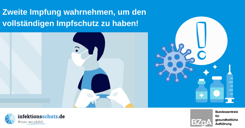 in vollständiger Impfschutz ist wichtig, um bestmöglich gegen Virus-Varianten wie die #Delta-Variante des #Coronavirus geschützt zu sein. Nehmen Sie daher auf jeden Fall auch die zweite Impfung wahr. #BZgA-Infos: infektionsschutz.de/mediathek/frag…