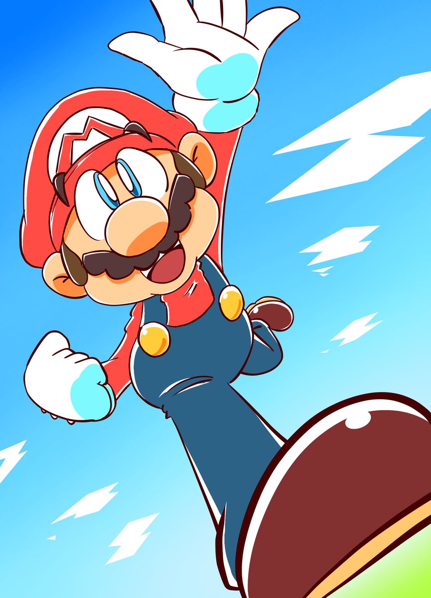 mario 1boy male focus mustache facial hair overalls hat gloves  illustration images