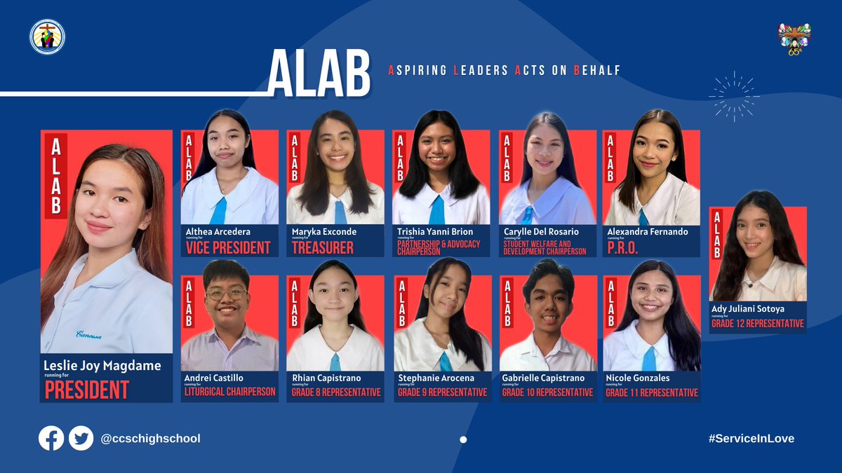 ccschighschool's tweet photo. Canossians, are you ready to meet our candidates for the CCSC Student Elections this S.Y. 2021-2022? Because we are! ๐๐ค
The Canossa College Student Council officially welcomes these future leaders, and we hope you welcome them too!
+ https://t.co/bBbbTGFV5j
