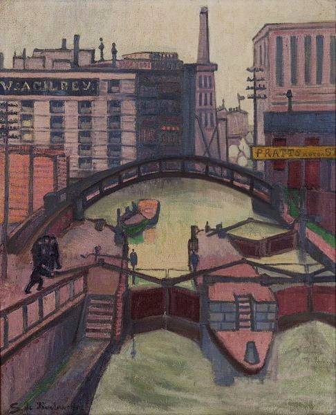 womensart1's tweet photo. The Canal, Camden Town (1913) by Polish born artist Stanislawa de Karlowska, co-founder of the London Group #WomensArt https://t.co/ZtrjrunPU9
