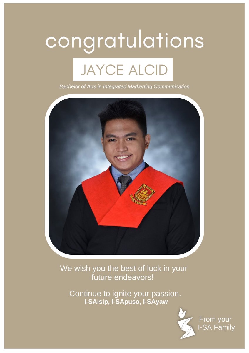 isadanceorg's tweet photo. I-SA would like to congratulate everyone’s tatay and mentor, Jayce Alcid!

We applaud your perseverance and hard work in achieving success in your pursuits during these trying times.
May you continue to be dedicated about what you do, and we wish you a prosperous future ahead 🧡. https://t.co/z8rGj9mIBl