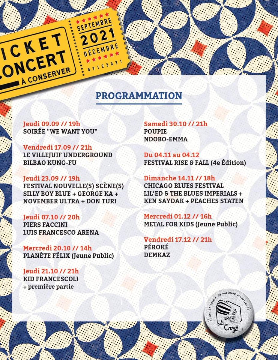 [SURPRISE] Avant de partir en vacances nous voulions vous faire découvrir la fantastique programmation de la rentrée ! 😁😎🔥🥳

🔥Les billetteries sont ouvertes ! 🔥

Prenez vos places dès maintenant sur : billetterie.camji.com 

+ d'infos sur : camji.com !