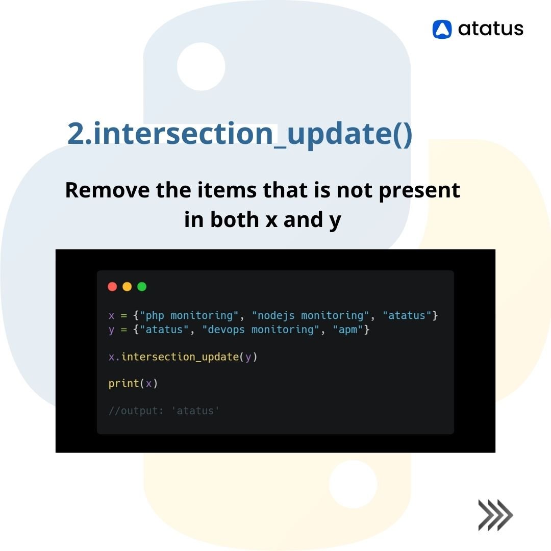 atatusapp's tweet photo. Here is the list of #Python built-in methods that can use on sets 👇

Hope you found this useful 🔥

#atatus #namlabs #python #javascript #programming #webdevelopers #devOpsmonitoring #software #programmer #coders #coding #CTO #webdevelopment #pythonsets #django #webapp #php https://t.co/EoUBg1rkvM
