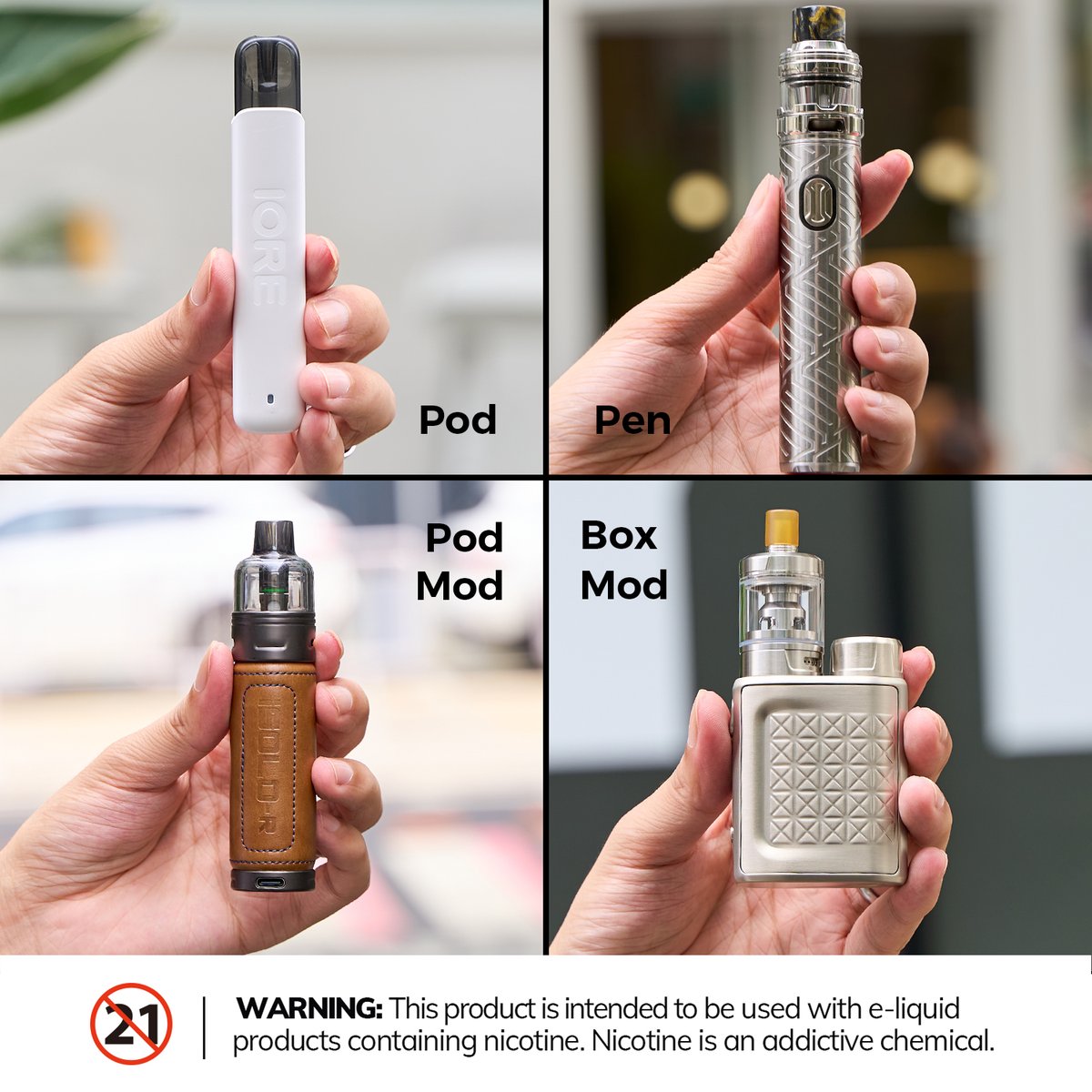 EleafGlobal's tweet photo. Pod, Pod Mod, Pen or Box Mod? Comment below!😍😍😍
Warning: This product may contain nicotine. Nicotine is an addictive chemical. Our products are restricted to adults 21+ only.
#isolor #istickpico2 #podvape #eleaf #eleafglobal #ijust3pro #pod #podmod #boxmod #iorelite https://t.co/guHbDQtbMY