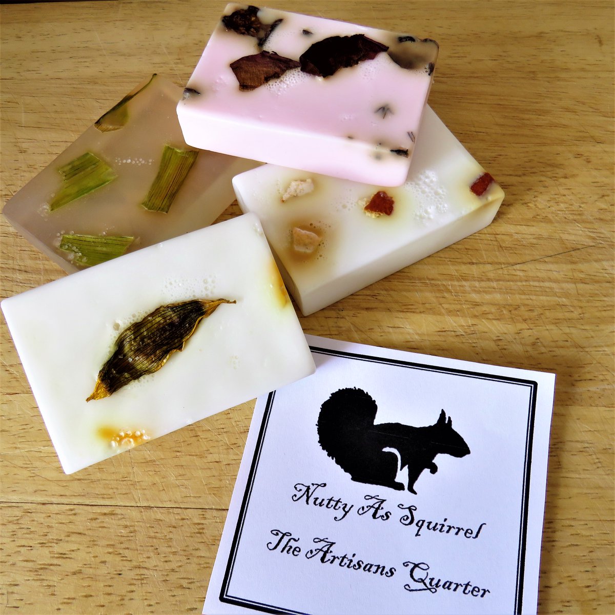as_nutty's tweet photo. New to The Nutty As Squirrel Artisans Quarter
Set Of 4 Handmade Artisan Soaps - mix &amp; match, 8 scents to choose from (Vegan)
a % of the profits are donated to @VeteransGrowth via @workforgooduk 

https://t.co/ISk2JOYNwp

#ukvegan #handmadesoaps #veganhealth #artisangifts https://t.co/TPFGLeeDwT