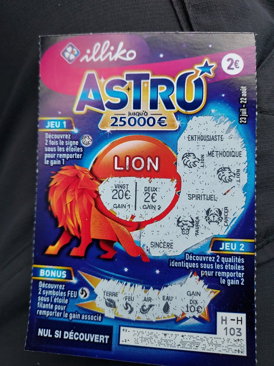 Fabien58600's tweet photo. Pour bien commencer la semaine 2€ =》20€ @FDJ #illiko #astrolion #francaisedesjeux https://t.co/1bwztOulLo