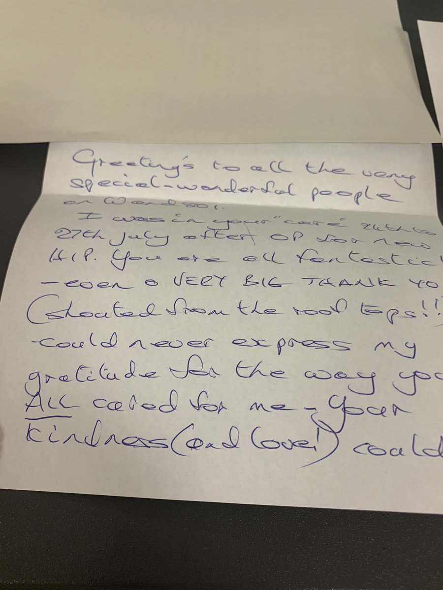 SRaddon's tweet photo. Lovely Monday morning patient feedback #mdtteamwork #ward801 #excellentpatienexperience @Vanda712 @SullivanHilaryj @deannecarr19 @jenny_brierley https://t.co/MRw2hYCXap