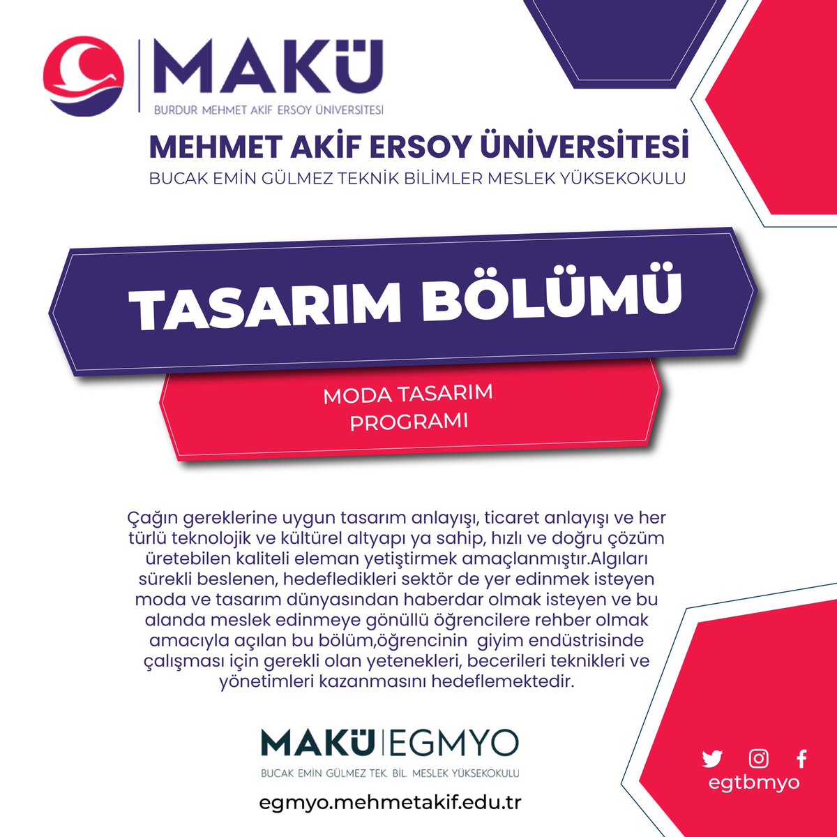 egtbmyo's tweet photo. #makü #egtbmyo #üniversitetercihleri #tasarımbölümü #grafiktasarım #sanatvetasarım #sanat #moda #modatasarımı #modatasarımbölümü
#yks2020 #tercih2020 #tyt2020 @dr_ademkorkmaz https://t.co/x8UXTSLftH
