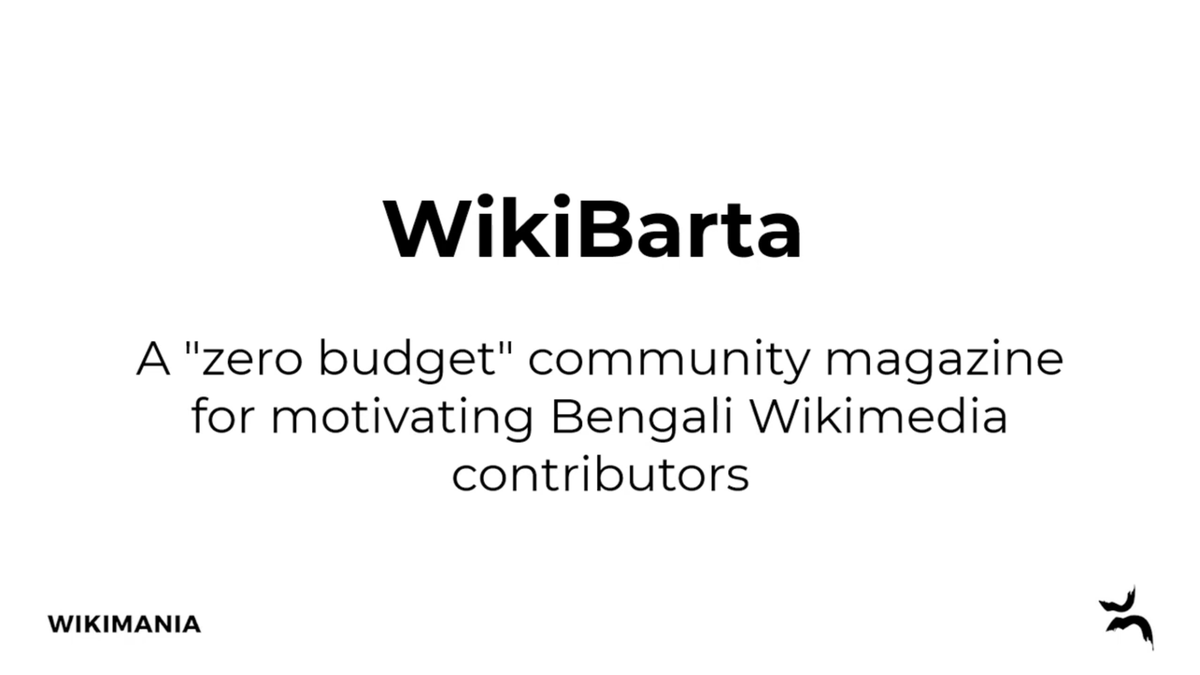 Our first lightning talk at <a href="/Wikimania/">Wikimania</a> starts in 10 minutes! Join us in Building 5. Details: w.wiki/3q62

#Wikimania21 #WikimediaBD <a href="/WikiBarta/">উইকিবার্তা</a> <a href="/tarunno/">Shabab Mustafa</a>