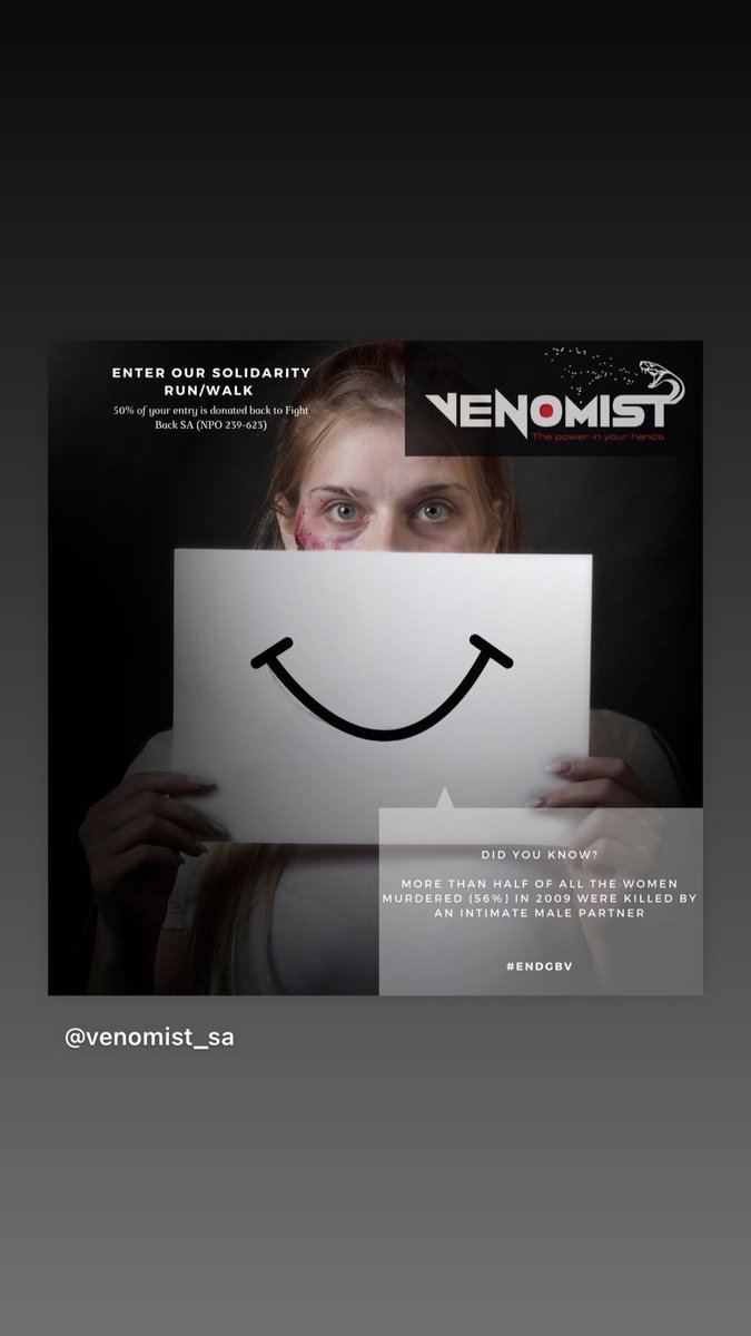 Enter our VIRTUAL solidarity run/walk on the 28-29 August. Let's walk in unity and stand against GBV in SA! 50% of proceeds are donated to @fightback_sa 

Enter here: entryninja.com/events/76937-g…

Information on this post from saferspaces.org.za

#gbv #genderbasedviolence