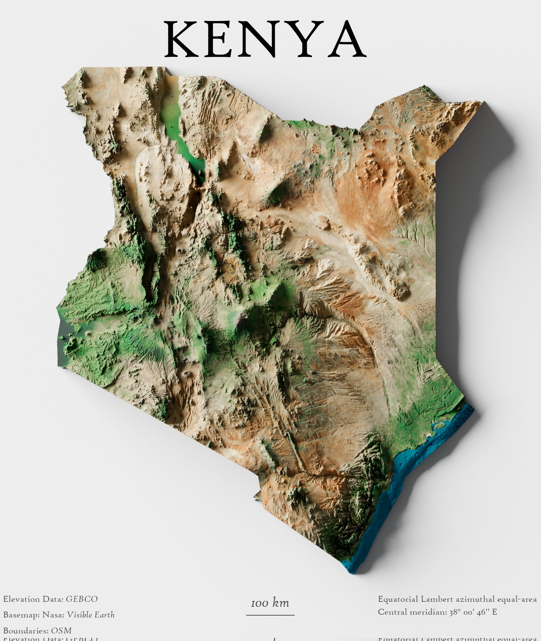 Geography of Kenya on Twitter "Annotated relief map showing Kenya's