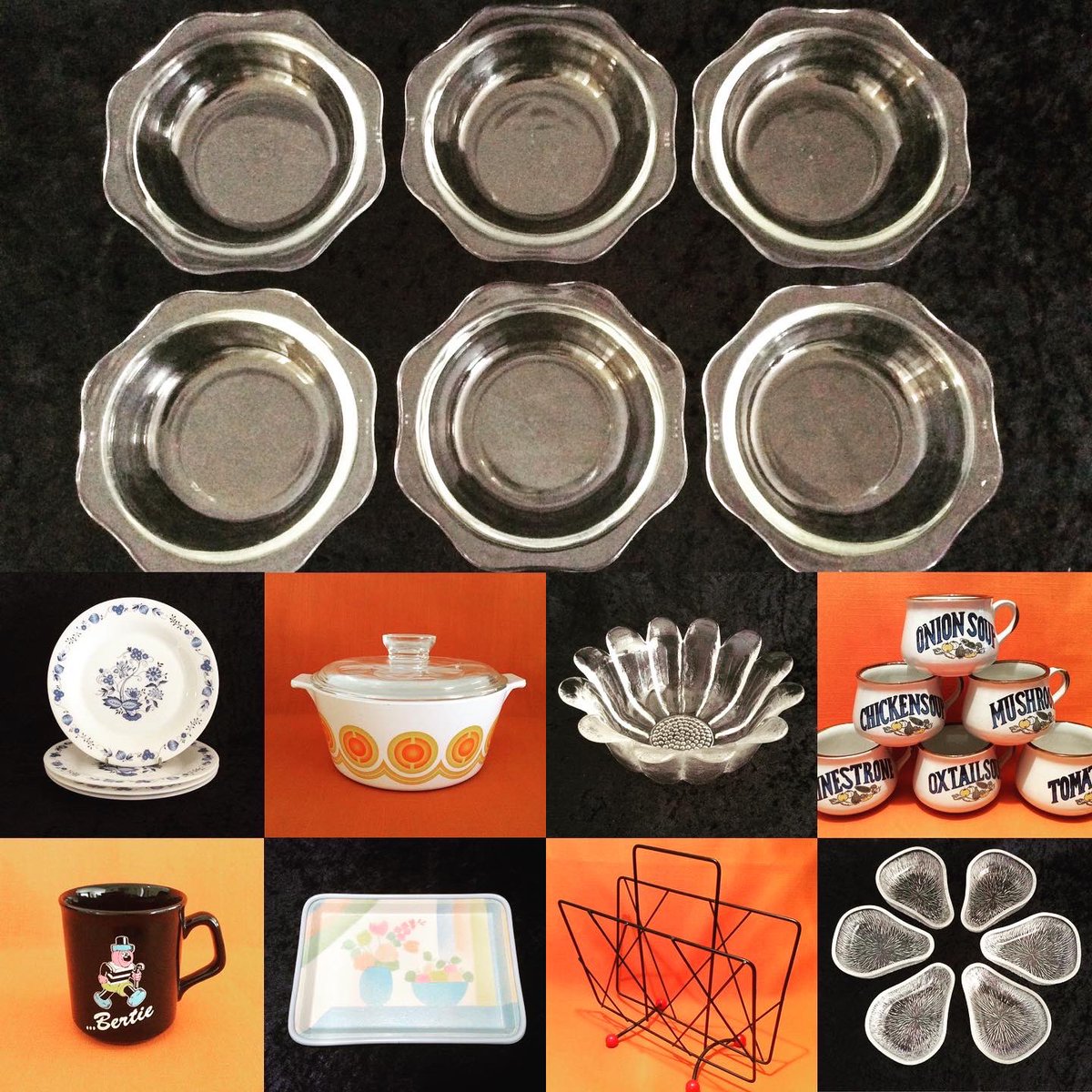 EtsyStuck1970s's tweet photo. Some new stock added to the shop this weekend ๐
๐ #JAJglassbowls
๐ #ArcopalBlueOnion plates
๐งก #Pyrosil casserole
๐ธ #DartingtonDaisy bowl
๐ค #1980ssoupmugs
๐ #BertieBassett mug
๐ 1980s Alpac #fibreglasstray
๐ค 1950s #atomicmagazinerack
๐ฅ #Cascadeglass avocado dishes https://t.co/oRySj2QIlZ