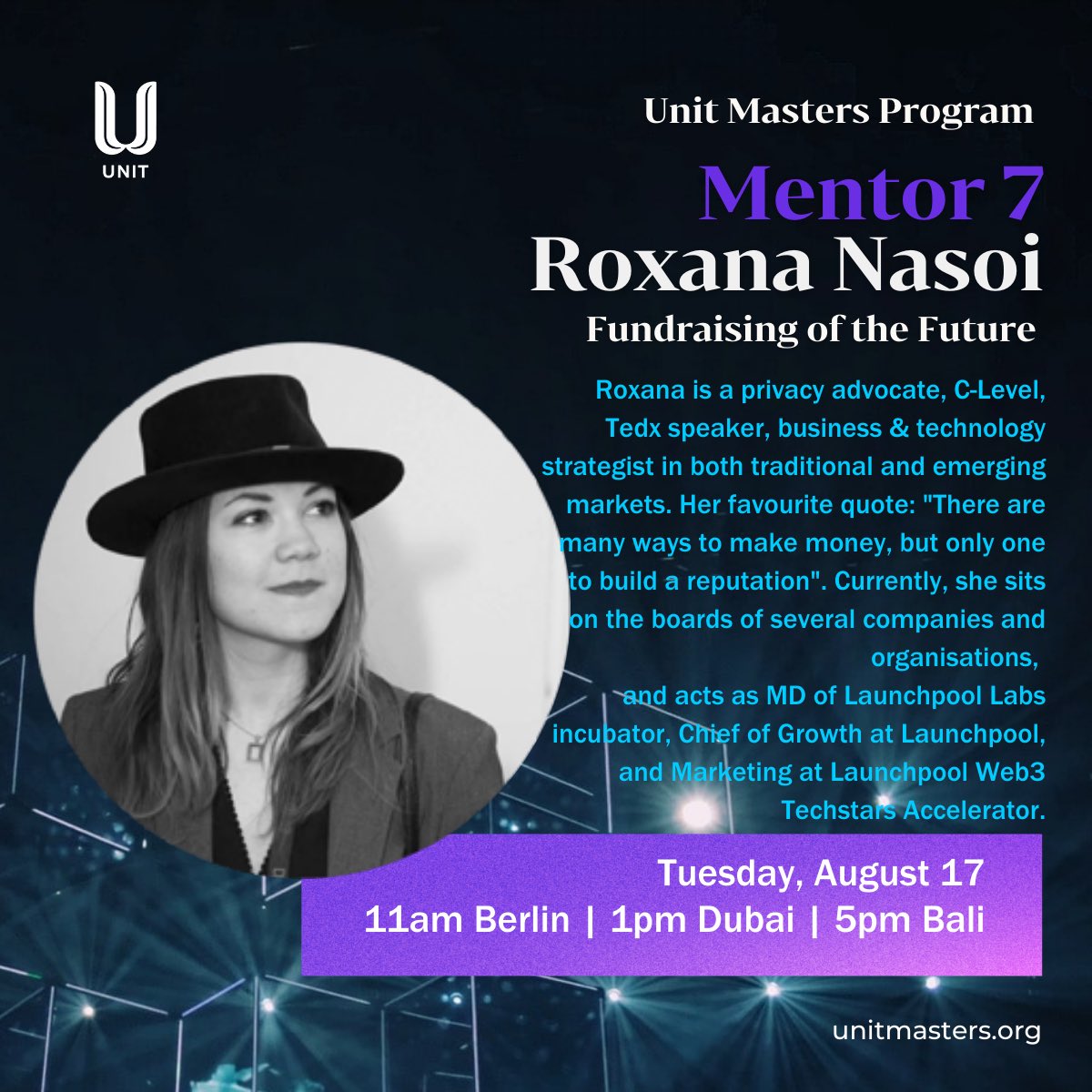 theunitnetwork's tweet photo. Fundraising of the Future: A perspective from many hats.
๐ฃJoin us this Tuesday for a mentoring session with Roxana Nasoi.
Register here:
๐https://t.co/vpiIk6MPIZ
๐ฃ Courtesy of Unit! #mastersprogram #connectwithunit https://t.co/gokPO4Arnx
