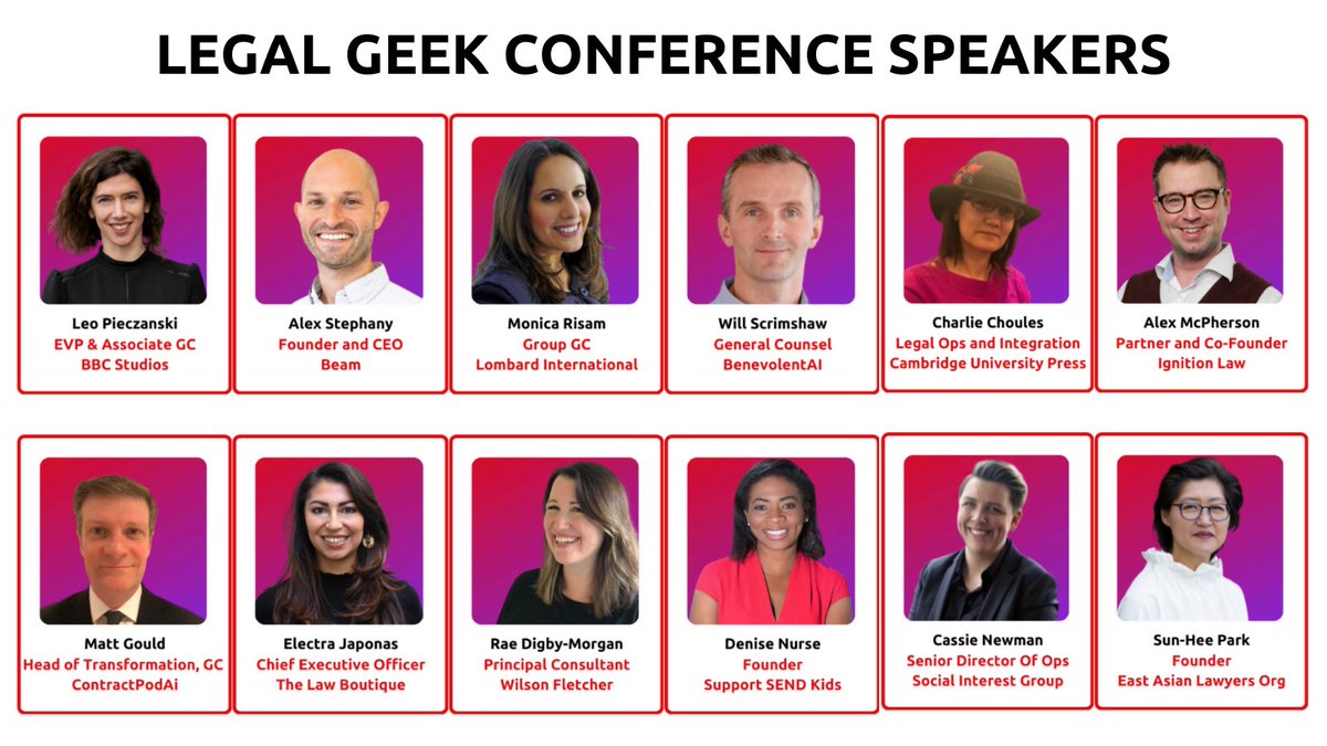wearelegalgeek's tweet photo. The first round of LegalGeek Speakers have been announced - https://t.co/7W6ClcPqNX

More than 50 more speakers are to be announced. Limited tickets and over 50% already sold.

#LawTech #LegalTech #LegalInnovation #LegalIT #LegalGeek https://t.co/wasETt0sbb