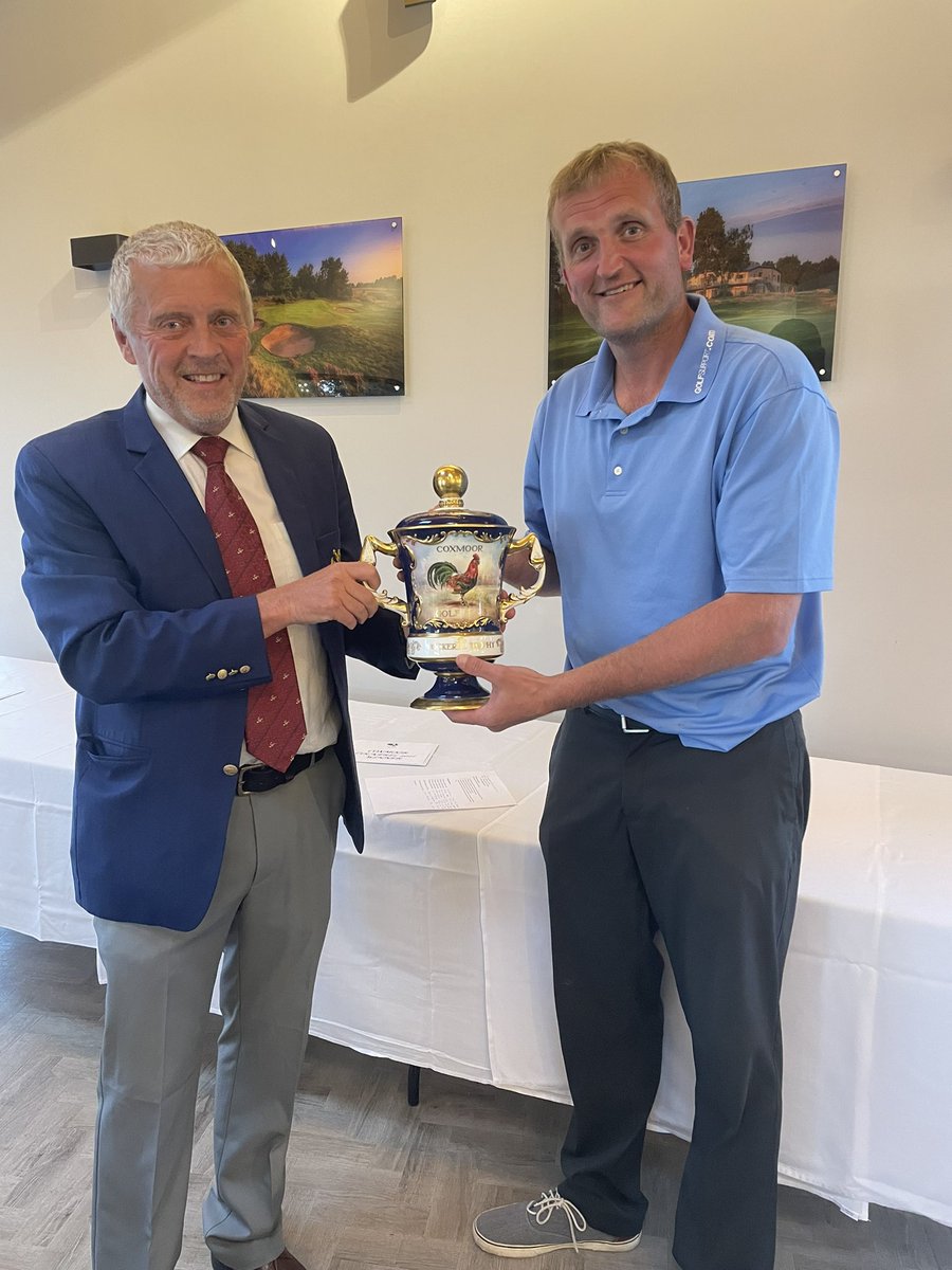 Congratulations to @rossoverton1 for winning the Coxmoor Cockerel scratch competition yesterday with a record breaking 2-round score of 134 (beating his own record), winning by 8 shots from 2019 winner Richard Wale