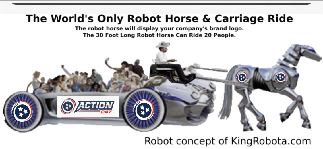 king_robota's tweet photo. @TNRookieBookie Hello Tina. We are trying to contact you and Mike. We are inventors and big 8-10 feet tall riding robots makers. We want to make the Action 24/7  Big 30 foot long robot horse public tourists ride.  The ride will carry hundreds of people a day. See Video. https://t.co/mWHE2S53SV https://t.co/vdj5sJPqz0