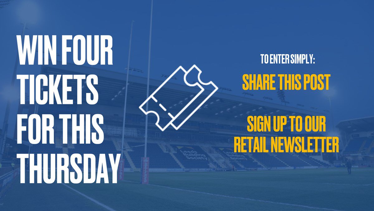 Win Win Win! 🤩

<a href="/oxensportsuk/">OXEN Sports UK</a> are giving away four tickets to this Thursday's fixture against Huddersfield Giants! 

To enter simply: 
1) Share this post 
2) Sign up to our retail newsletter - bit.ly/36grrhO

Entries close this Wednesday - Good luck! 🤞