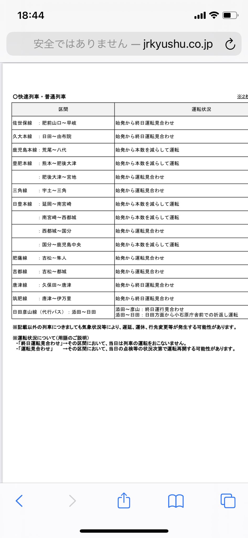 県30 ぱ テンション下がり気味 On Twitter 用語のご説明 に 終日運転見合わせ と 終日運休 の違いも記載してほしい この表には無いけど 戯言