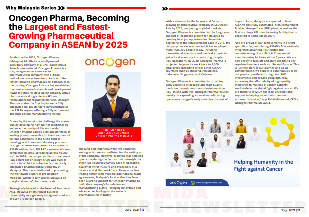 oncogenpharma's tweet photo. #OncogenPharma was recently featured in #MIDA’s e-Newsletter for their July 2021 issue, where we have shared our story and vision of becoming the largest and fastest growing pharmaceutical company in ASEAN by 2025. #FightAgainstCancer 

https://t.co/qDqoRSYwG6 https://t.co/7J3sClTZBH
