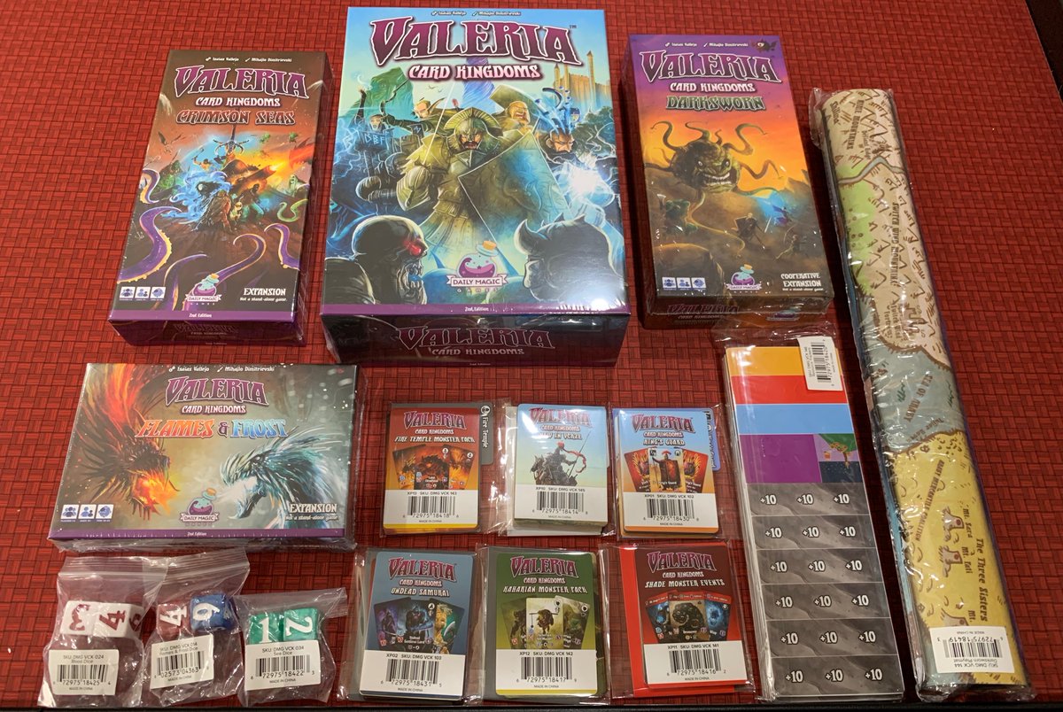 The Assembly Proofs for Valeria: Card Kingdoms 2nd Edition and Darksworn Expansion and all sorts of reprints and accessories have arrived. I'll be reviewing them and posting a #Kickstarter update soon. #VCK #ValeriaCardKingdoms #DailyMagicGames