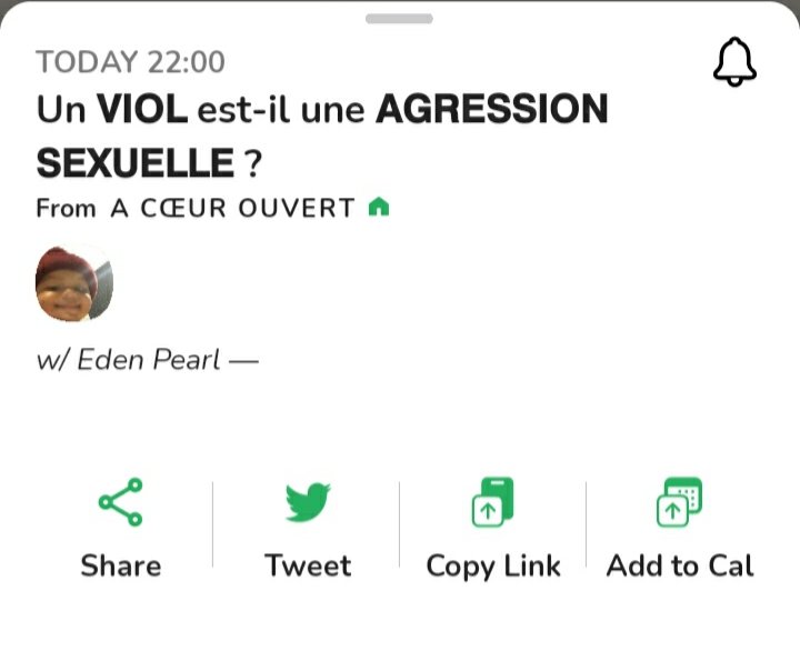 jeraeve's tweet photo. Après avoir fait une room où elle disait qu'elle ne croit pas au viol conjugal, @EdenPearlParis remet ça sur le viol. Notez la refomulation du titre... Tout ça pour donner la parole à des gens qui ont fait l'apologie du viol dans ses rooms 🤦🏿‍♂️ https://t.co/JHZDmYeoqE