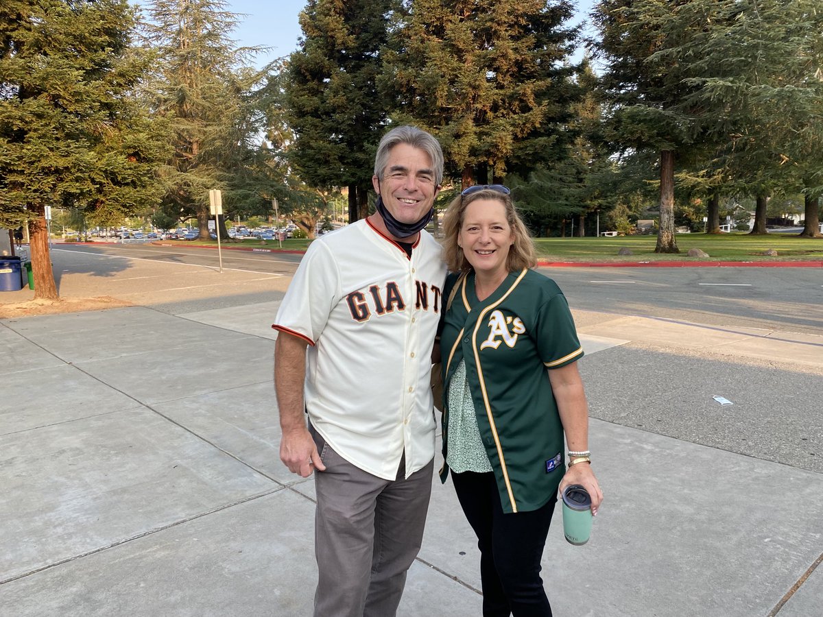 First day of #SpiritWeek! Jersey Day! ⁦@CoachAhern⁩ so glad we are now cross town rivals only in MLB allegiances! ⁦<a href="/MVHSLearns/">Monte Vista</a>⁩ ⁦<a href="/OfficialStang/">Stang Mob Official</a>⁩