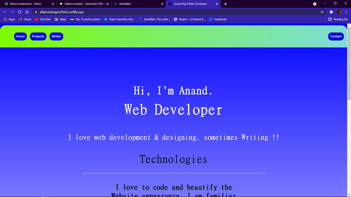 Aryakkhauj's tweet image. Ahh! I think I'm in love with this #React_js 😂
tried my portfolio in React...#neogcamp
