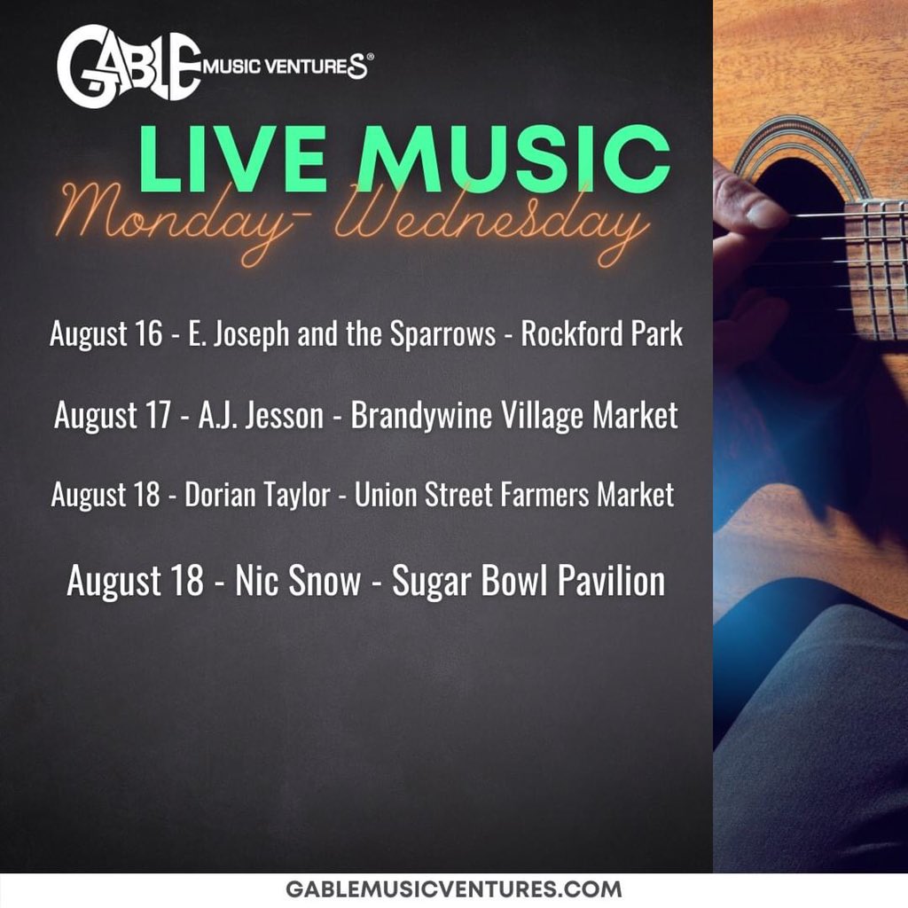 GableMusic's tweet photo. THIS WEEK!! Check out this amazing line up featuring artists like @ejosephmusic @anianimates.j.jesson Dorian Taylor and @nicsnoww Come out for a fun time you don't want to miss it :) For more details and dates visit our calendar 🎸https://t.co/SRfUUhLoYR https://t.co/7FCLXclpp8
