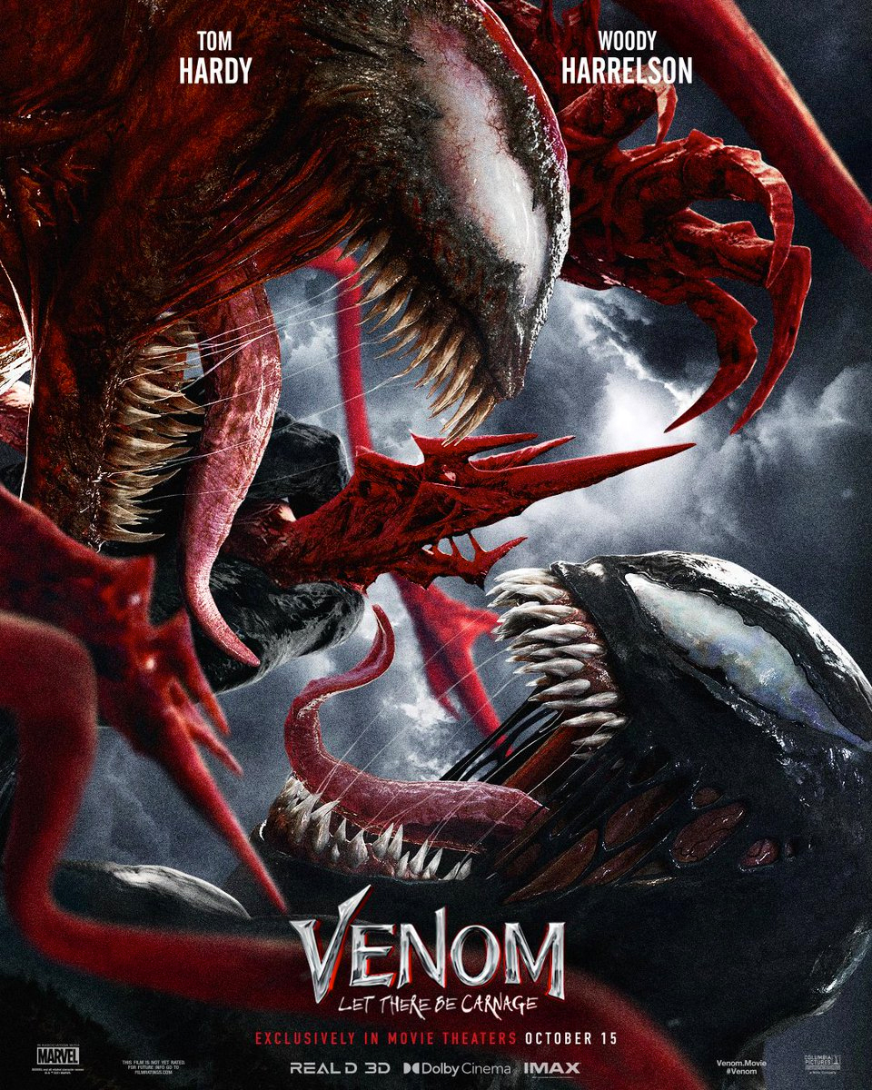 IGN's tweet photo. Venom and Carnage face off in these new posters for Venom: Let There Be Carnage, in theaters October 15. https://t.co/HNgsv0iz8N