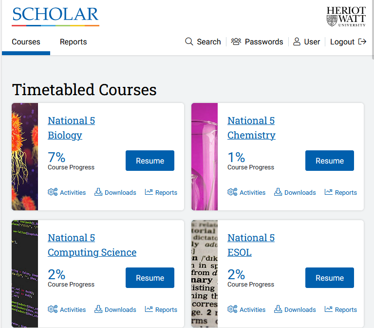 Our new mobile friendly version of SCHOLAR has been released, giving the best possible experience for every screen size. The content has a modern look and feel, is easy to navigate, accessible and fast.

"...looks much nicer and works better on smaller screens..." ~ User feedback
