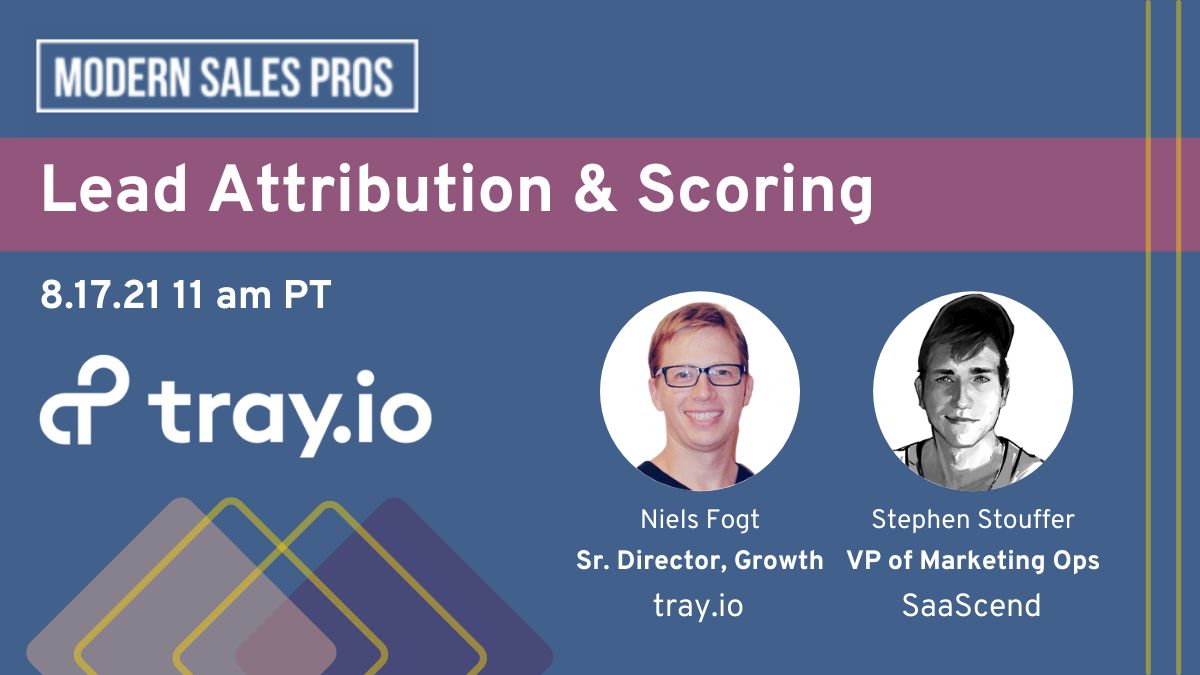 [TOMORROW] Get practical tips for routing #leads from #RevOps pros <a href="/Marketing_Nurd/">Stephen</a> (<a href="/SaaScend/">SaaScend</a>) &amp; our own <a href="/nielsfogt/">nielsfogt</a>!

Register here ➡ bit.ly/3fo5li8 <a href="/SalesModern/">Modern Sales Pro</a> #MOps
